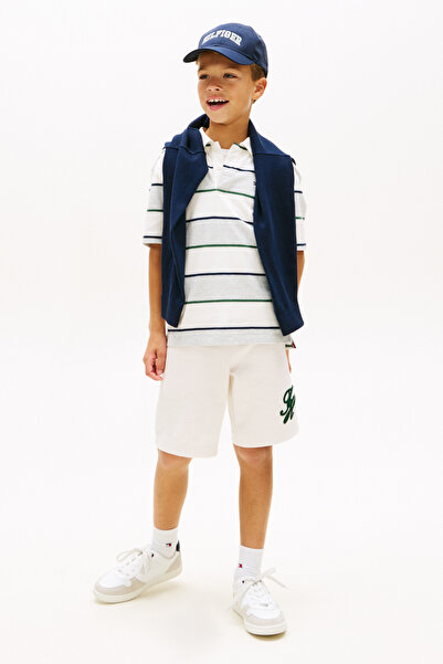 Tommy Hilfiger Th Boy's Script Graphic White Sweat Shorts
