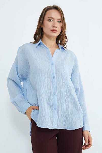 Fulla Moda Tek Sa džepovima Košulja sa Oversize kroj prekriženim dugmićima