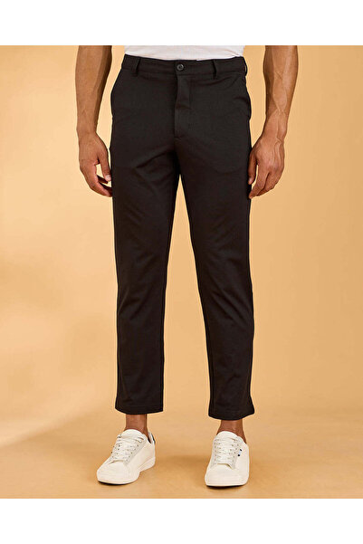 REDTAG Men Black Knitted Chino Trouser