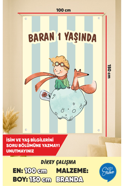 1001 sticker The Little Prince Themed Birthday Canvas Banner 100Cmx150Cm