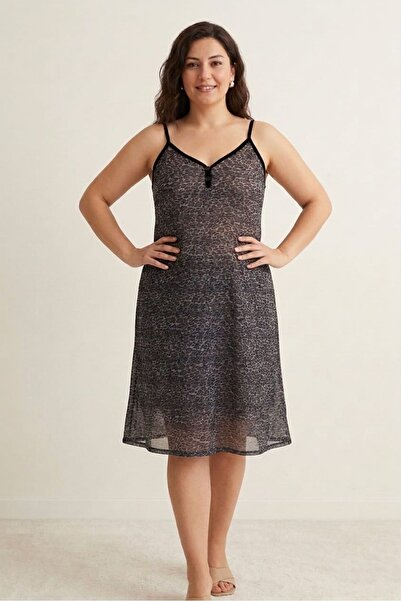 Flamingo İp Askılı V Yaka Leopar Desenli Günlük Elbise - Yazlık & Rahat