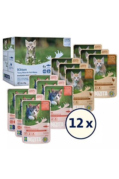 Bozita Yavru Kedi İçin Sos İçinde Balık ve Tavuk Etli Kedi Konservesi Multibo...