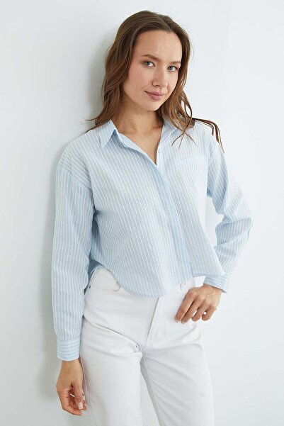 Fulla Moda cu dungi jacard crop Cămașă