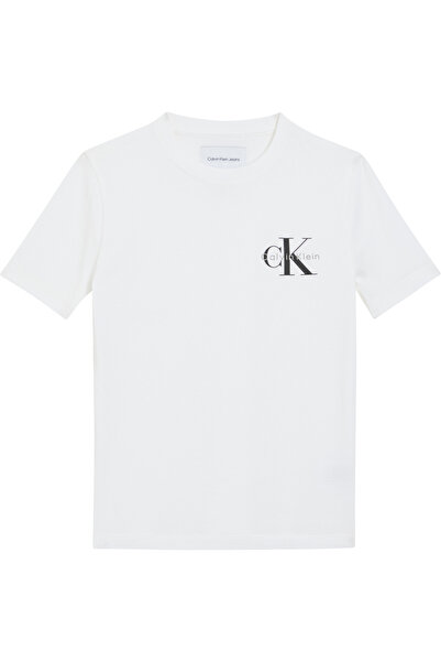 Calvin Klein Göğüs Kısmında Tek Logolu Çocuk Beyaz Kısa Boy T-Shirt
