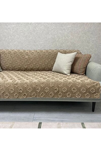 Önfem Kahverengi Koltuk Örtüsü 175x215 cm Çekyat Örtüsü Premium Şönil Jakar K...