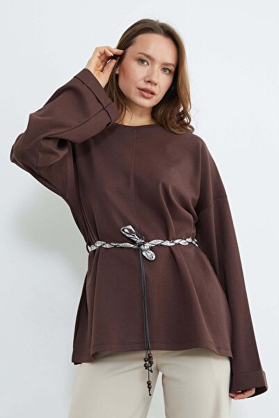 Fulla Moda Kaiš paket Sa prorezom tunika sa širokim rukavima