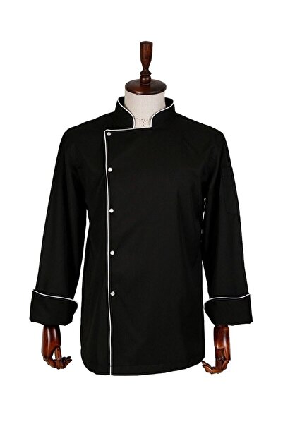 arslan Şef Aşcı Çeketi Siyah Beyaz Biyeli