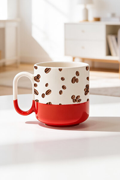 BB TRADE كوب سيراميك مطبوع برو بتصميم حبوب القهوة سعة 330 مل