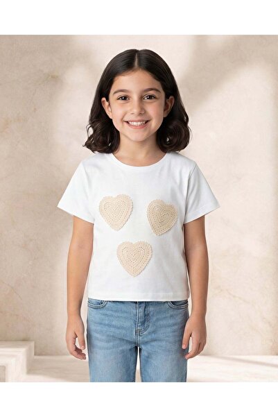 REDTAG Girls White Embellished T-Shirt