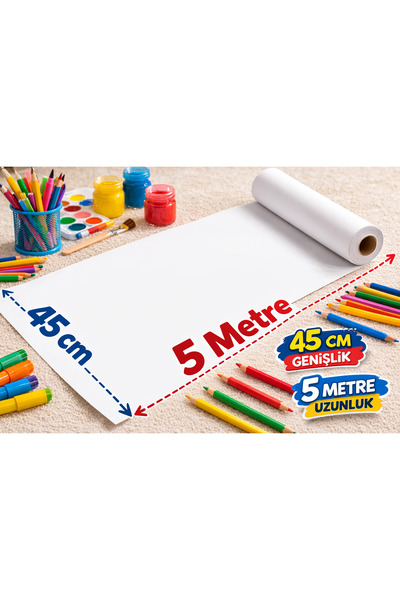 Haydi Dekor 45 cm x 5 Metre Dev Boş Çizim Kağıdı Rulosu – Mimari Çizim, Tekni...