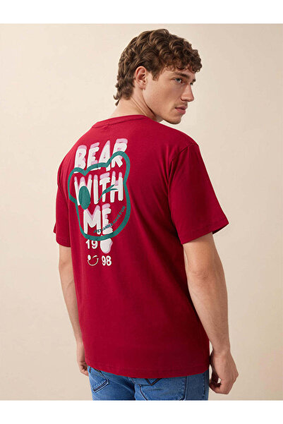 STATUS QUO Oversized Maroon T-shirt with Back Typography Print
