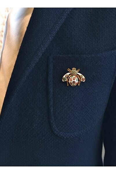 AGAPI Nazar Boncuklu Arı Figürlü Broş – Altın Renk Şık Kadın Broşu