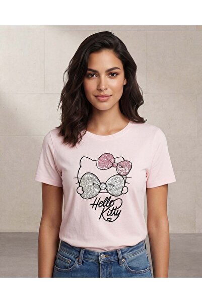 REDTAG Women Pale Pink Hello Kitty Graphic Oversized T Shirt