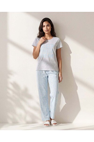 REDTAG طقم بيجاما نسائي رمادي وأزرق