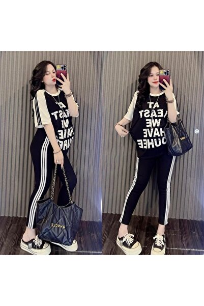 FASHION Trendy Graphic Tee & Slim Fit Pants Co-Ord Set for Women