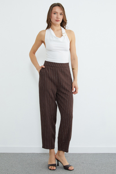 Fulla Moda cu dungi Pantaloni cu fermoar și pensă cu buzunare