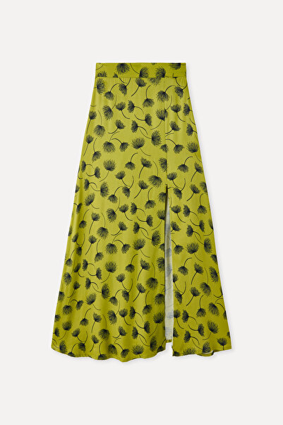 Mudo DESENLİ YIRTMAÇLI A FORM MİDİ ETEK