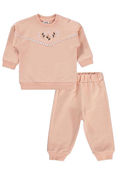 Civil Baby Çiçek Nakışlı 6-18 Ay Takım - Pudra 12-18 Ay