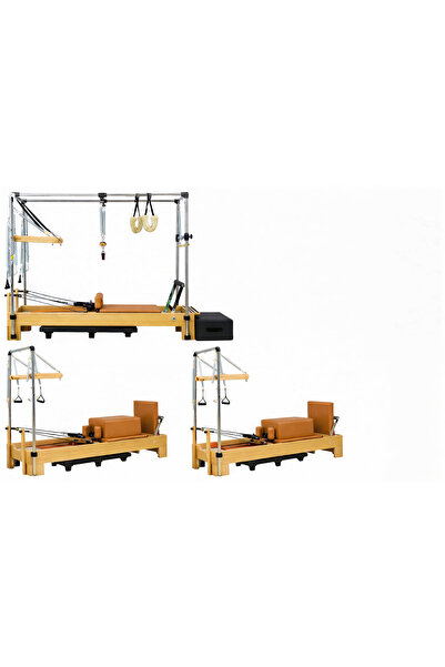 Rn Pilates Combo Cadillac ve 2 Adet Tower Reformer Stüdyo Paket Taba Renk Pre...