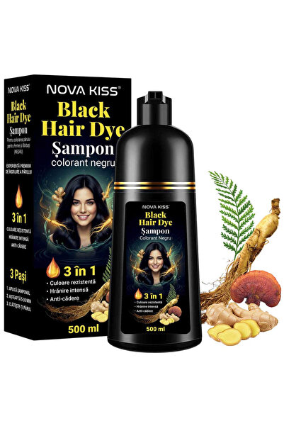 NOVA KISS Șampon colorant NOVA KISS® pentru vopsirea părului negru, 3 în 1, a...