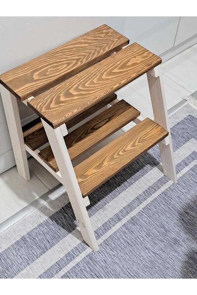 Empressco Natural Wood Work Ahşap Tabure Basamaklı Merdiven Yükseltici Dayanı...
