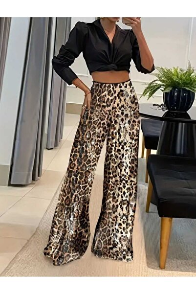 elissaa PUL PAYET LEOPAR PANTOLON