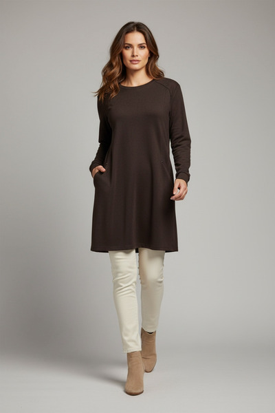 ECE GİYİM ΓΥΝΑΙΚΕΙΟ ΤΟΥΝΙΚ ΜΕ ΜΑΝΙΚΙΑ ΚΑΙ ΤΣΕΠΕΣ, ΛΟΥΡΑΚΙΑ ΣΤΟ ΛΑΒΗΡΙΟ ΤΗΣ ΛΑΒΗΣ