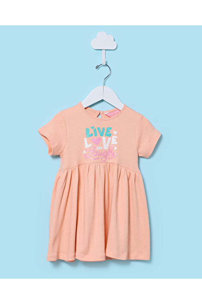 REDTAG Infant Girls Peach Striped Summer Dress