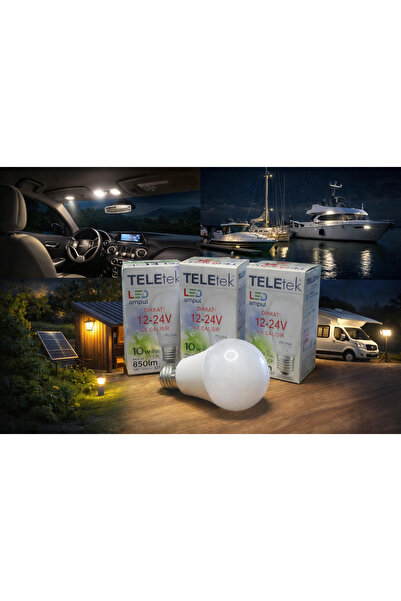 Teletek 12-24V İLE ÇALIŞAN 10W LED AMPUL 6500K-BEYAZ IŞIK 3'LÜ PAKET