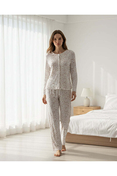 REDTAG طقم بيجاما نسائي بأكمام طويلة مزين بنقوش زهور متنوعة