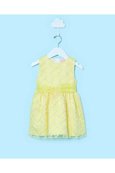 REDTAG Infant Girls Yellow Sleeveless Dress