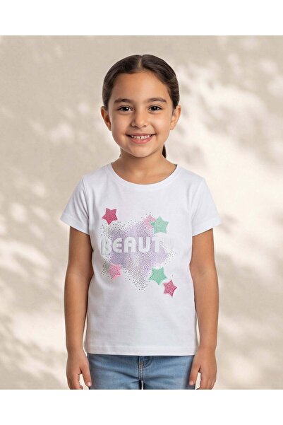 REDTAG Girls White Printed T-Shirt