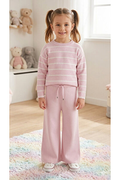ADA YILDIZ KİDS Set tricotaje pentru fete Culoare roz Alb cu dungi 6/14 ani