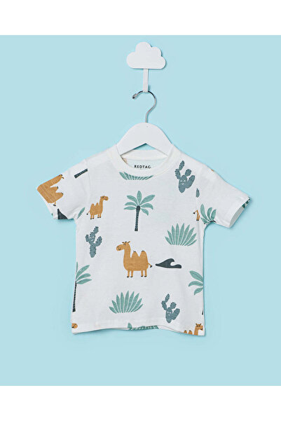 REDTAG Infant Boys White Desert Allover Print T-Shirt