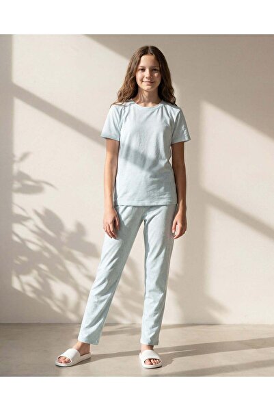 REDTAG طقم بيجاما أزرق بأكمام قصيرة للبنات في المرحلة الثانوية