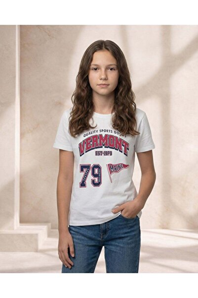 REDTAG Senior Girls White Graphic T Shirt