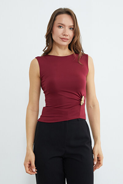 Fulla Moda Bluză cu decolteu cu detaliu cu cataramă