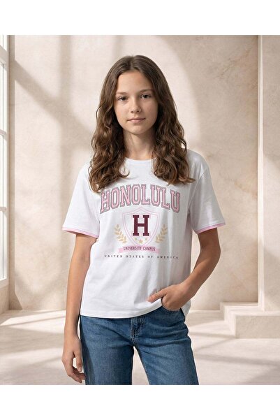 REDTAG Senior Girls Pink Placement Print Oversize T Shirt