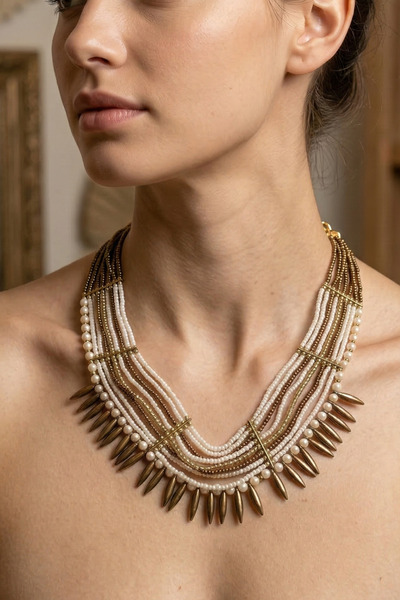 PETEK AKSESUAR Beaded Elegant Ethnic Design Necklace