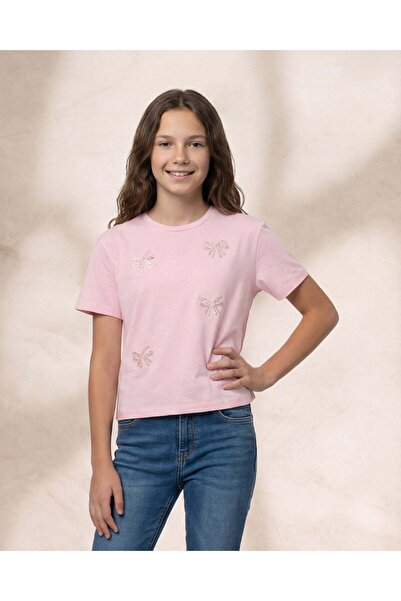 REDTAG Senior Girls Pale Pink Embellished Top