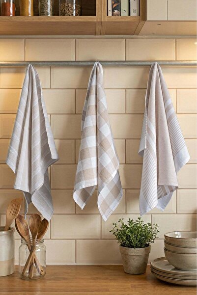 Çulha Dora Beige 3-Piece Drying Cloth