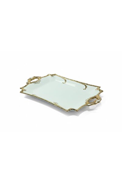 ROY KING CAMELIA GOLD DİKD.KULPLU SUNUM TABAK 34*21 CM