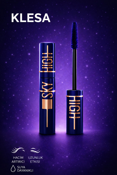 KLESA Sky High Mavi Maskara Ekstra Hacim Uzatma Etkili Suya Dayanıklı Renkli ...