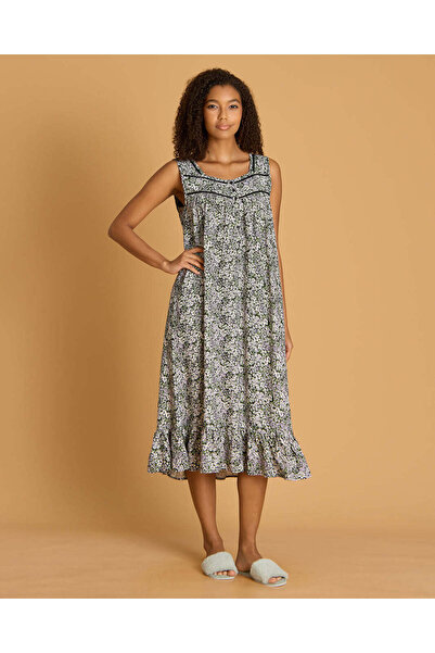 REDTAG Women Grey Printed Sleeveless Nightgown