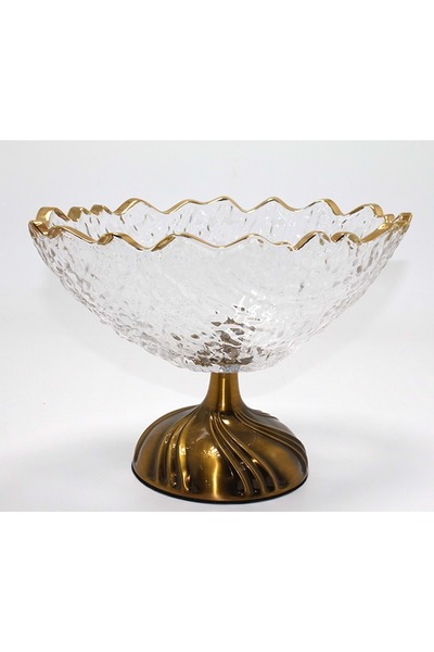 Store Gold Detaylı Eskitme Ayaklı Dekoratif Cam Sunumluk 30x16 cm Şık Servis ...