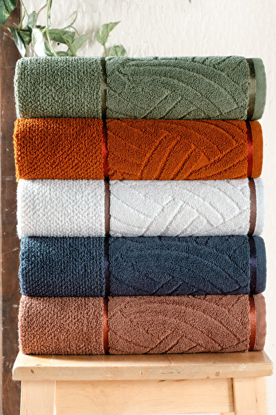 DNZGÜLCAN Set de 5 prosoape Başak jacard bumbac 100% pentru mâini și față 50x...