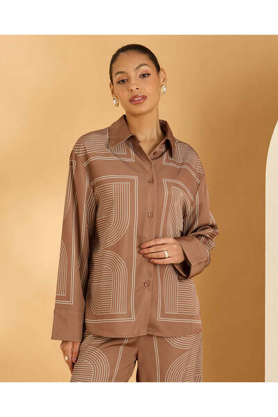 REDTAG Women's Brown Printed Shirt