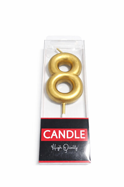 Candle 8 YAŞ GOLD RAKAM MUM DOĞUM GÜNÜ PASTA MUMU 12cm