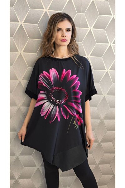 MAXORA SHOP Short-sleeved blouses with Leather inserts