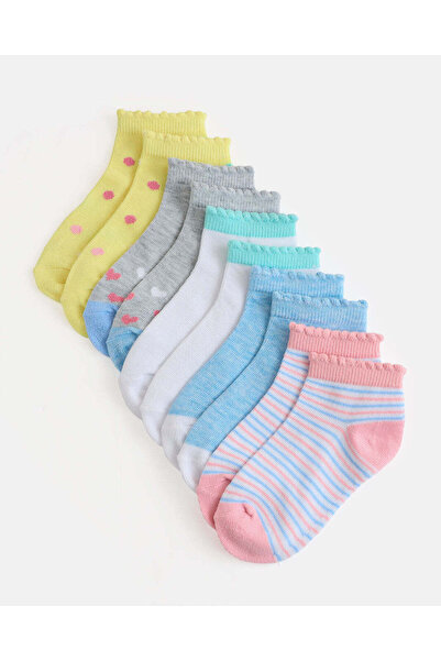 REDTAG جوارب قصيرة للكاحل للبنات الصغيرات بحواف مزخرفة (عبوة من 5 جوارب)